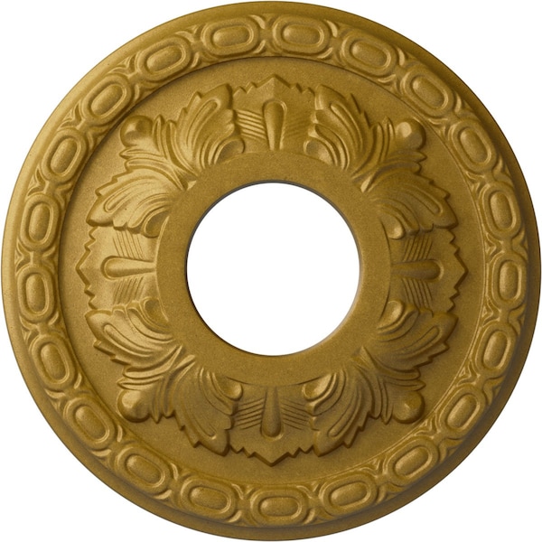 Ekena Millwork Leaf Ceiling Medallion (Fits Canopies up to 4 3/4"), 11 3/8"OD x 3 5/8"ID x 1 1/8"P, Pharaohs Gold CM11LFPGS - main